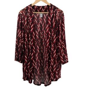 Catherines Open Front Cardigan Plus Size 2X 22/24 Lightweight Chevron Print‎